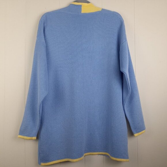Zephir Size L Long Sleeve Blue Yellow Open Front Women's Cardigan - Picture 4 of 6